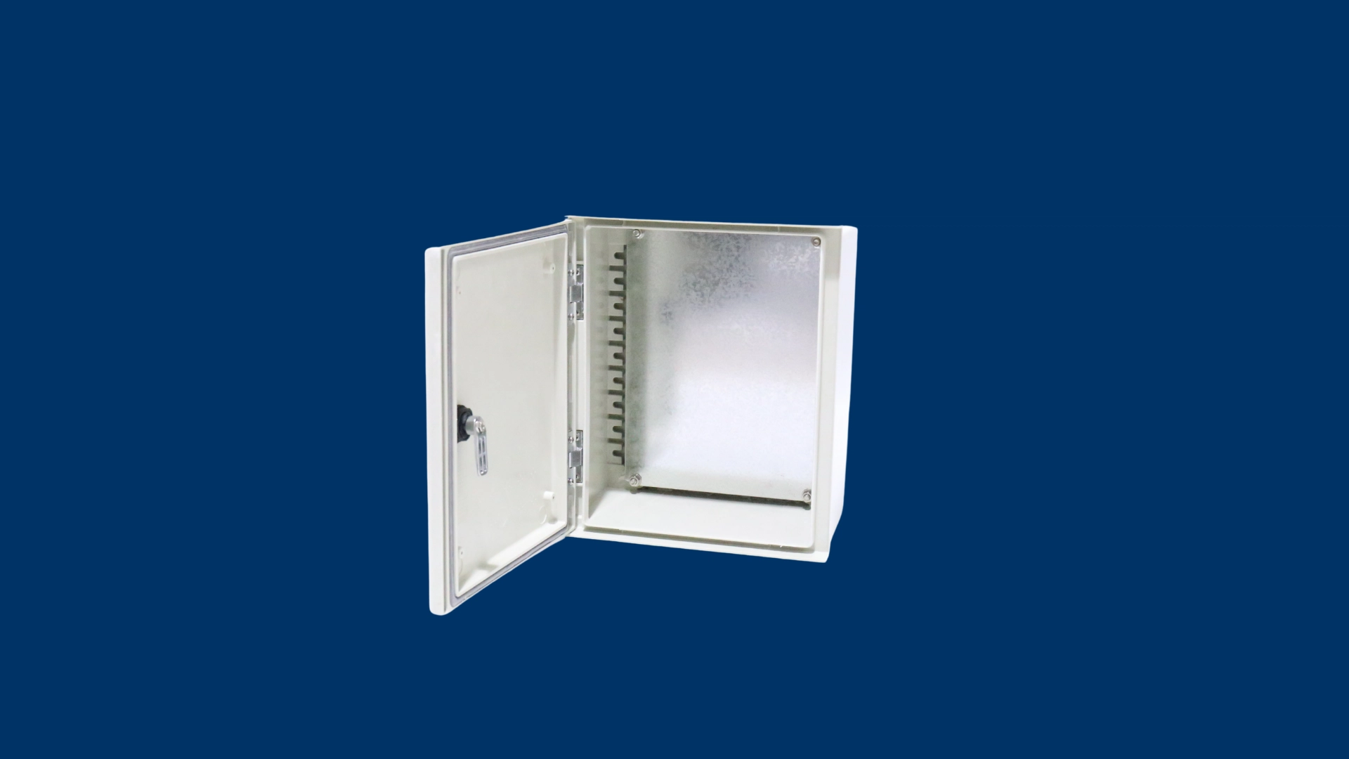 Close-up of the fiberglass box